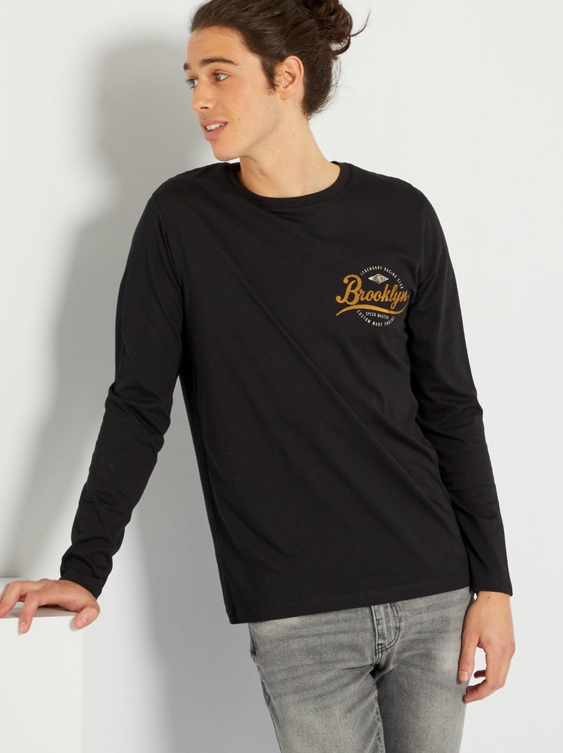 T-shirt imprimé poitrine 'Produkt' noir - Kiabi