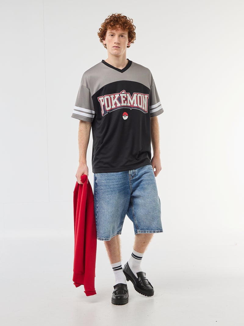 T-shirt imprimé 'Pokémon' col V Noir - Kiabi