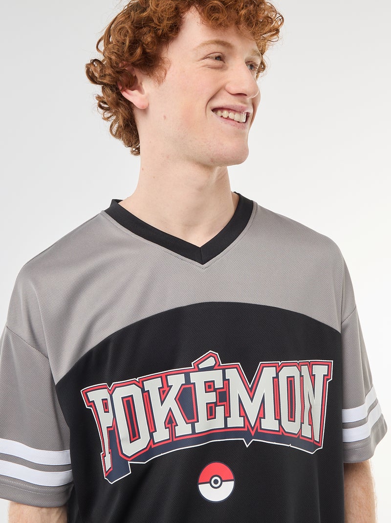 T-shirt imprimé 'Pokémon' col V Noir - Kiabi