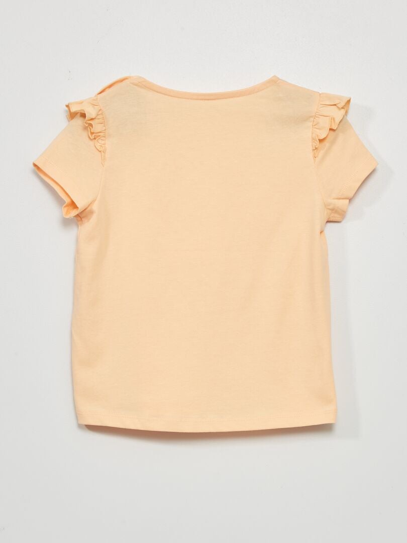 T-shirt imprimé pressionné aux épaules ORANGE - Kiabi