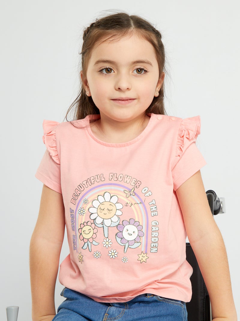 T-shirt imprimé pressionné aux épaules ROSE - Kiabi