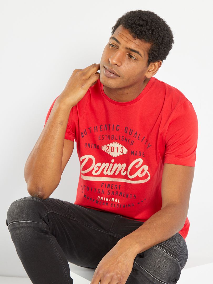 T-shirt imprimé 'Produkt' rouge - Kiabi