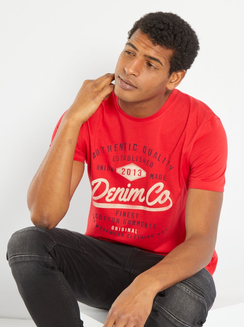 T-shirt imprimé 'Produkt' rouge - Kiabi