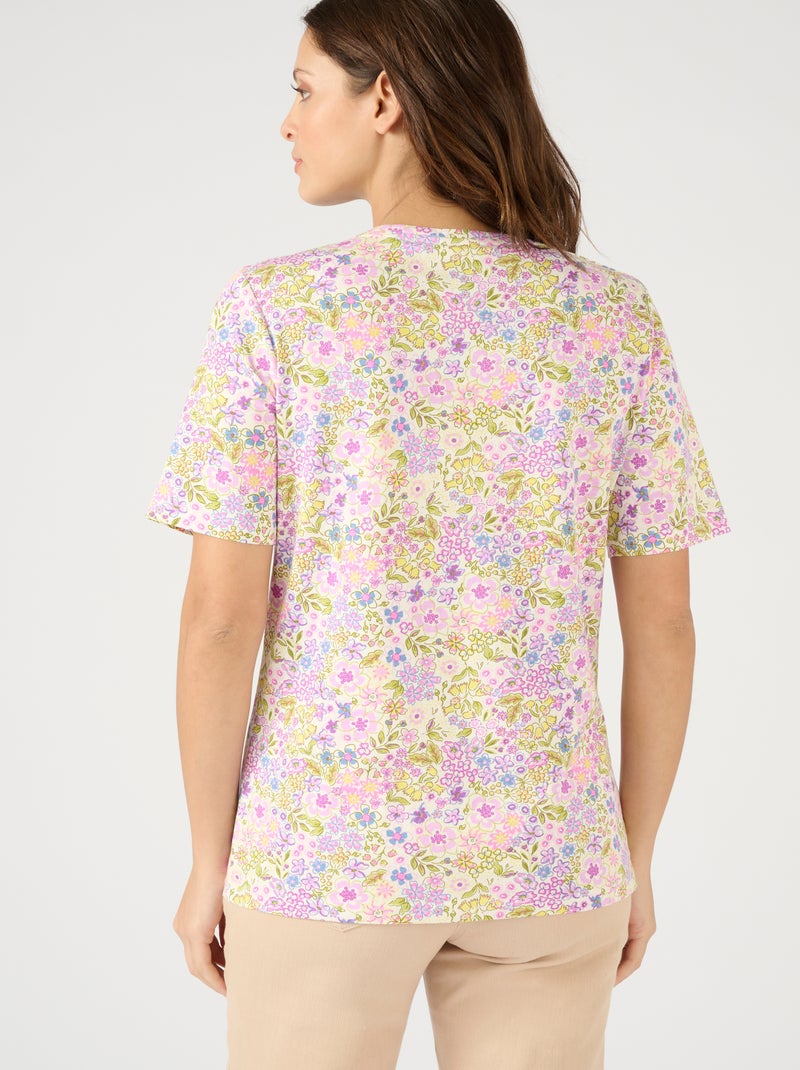 T-shirt imprimé pur coton - Damart Violet clair - Kiabi