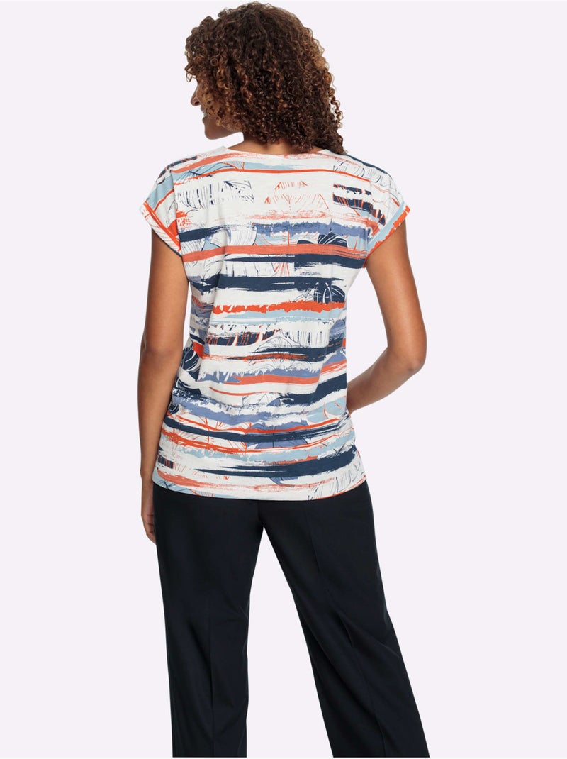T-shirt Imprimé Pur Coton - Taille Standard - Witt Bleu - Kiabi