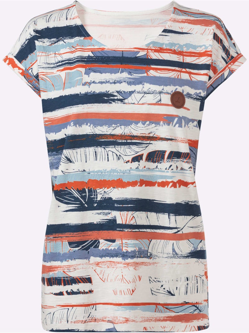 T-shirt Imprimé Pur Coton - Taille Standard - Witt Bleu - Kiabi
