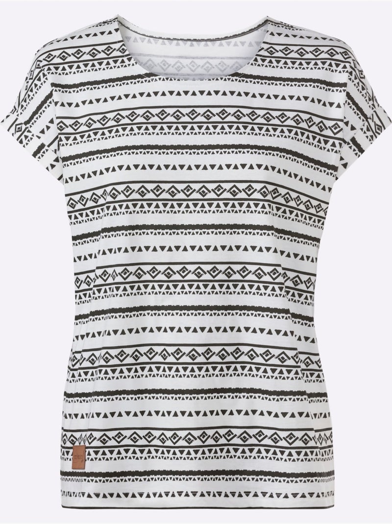 T-shirt Imprimé Pur Coton - Taille Standard - Witt Noir Ecru Noir - Kiabi