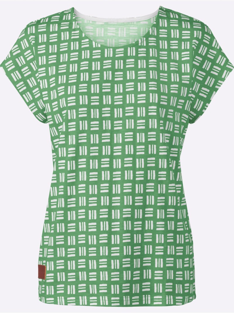 T-shirt Imprimé Pur Coton - Taille Standard - Witt Vert - Kiabi