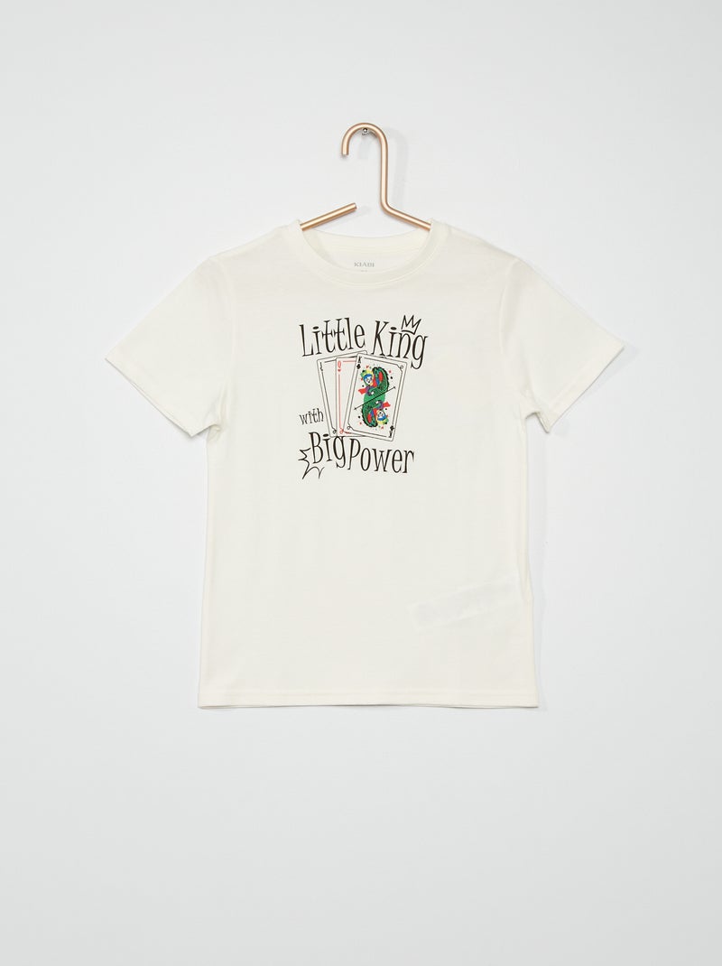 T-shirt imprimé pur coton blanc - Kiabi