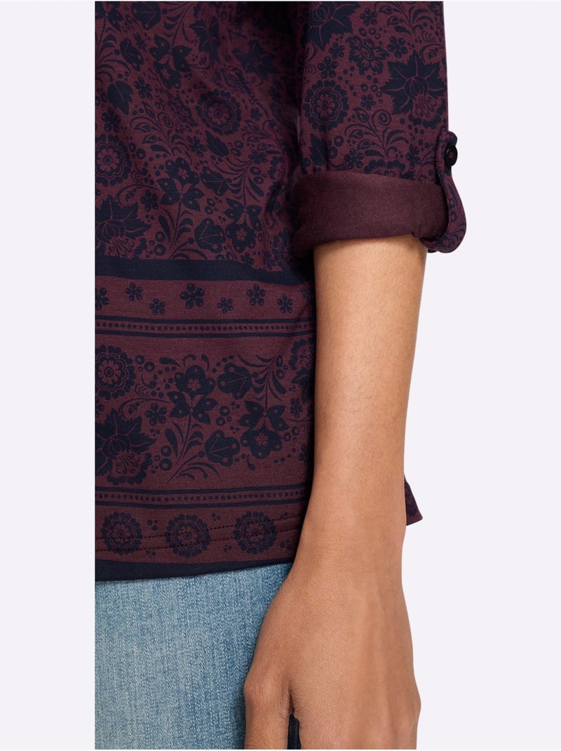 T-shirt Imprimé Qualité Jersey Fluide Et Douce - Taille Standard - Helline Bleu Bordeaux - Kiabi