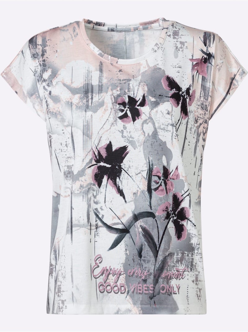 T-shirt Imprimé Ravissant Tissu Imprimé - Taille Standard - Witt Gris - Kiabi