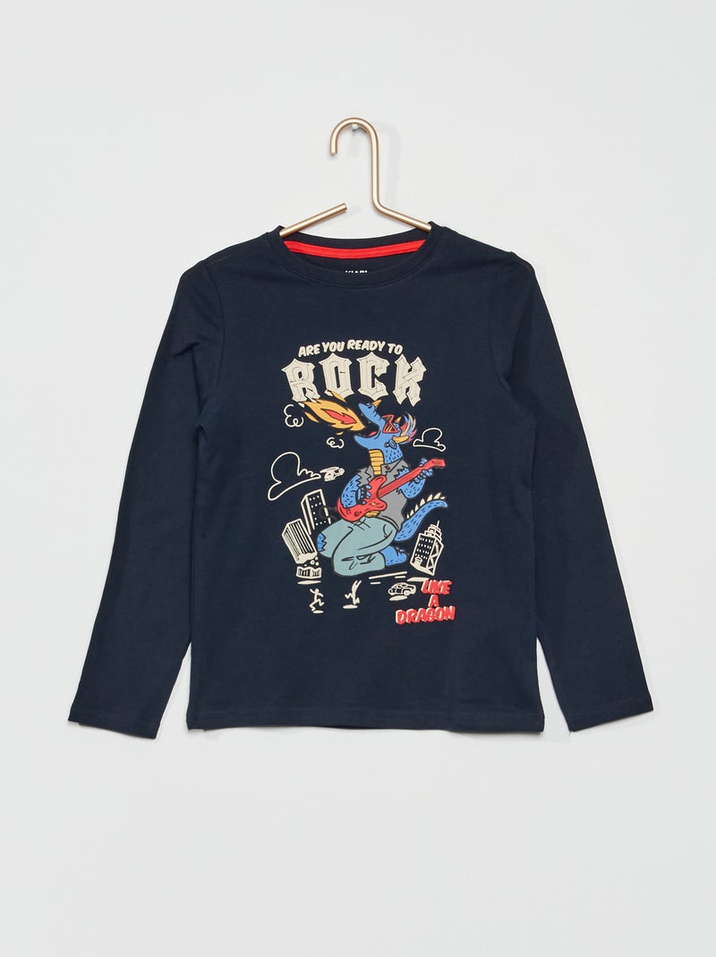 T-shirt imprimé 'Ready to Rock' Bleu - Kiabi