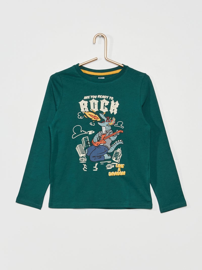 T-shirt imprimé 'Ready to Rock' Vert - Kiabi