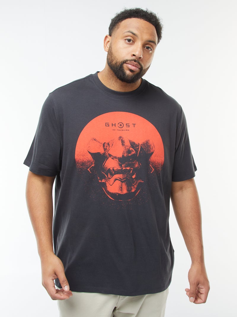 T-shirt imprimé recto-verso à manches courtes 'Ghost of Tsushima' NOIR - Kiabi