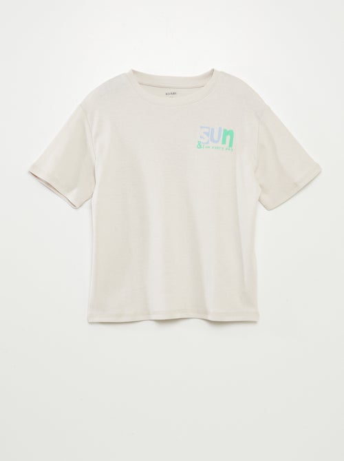 T-shirt imprimé recto/verso manches courtes - Kiabi