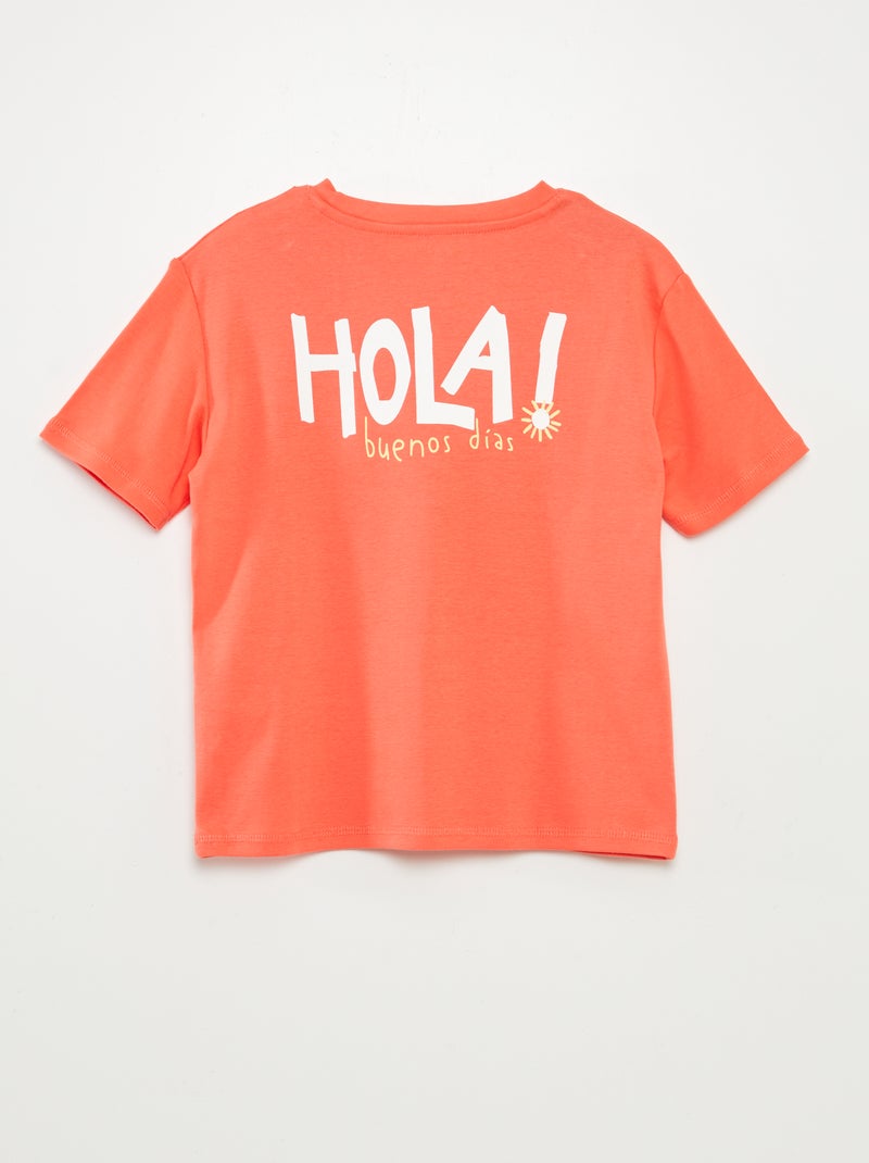 T-shirt imprimé recto/verso manches courtes ORANGE - Kiabi