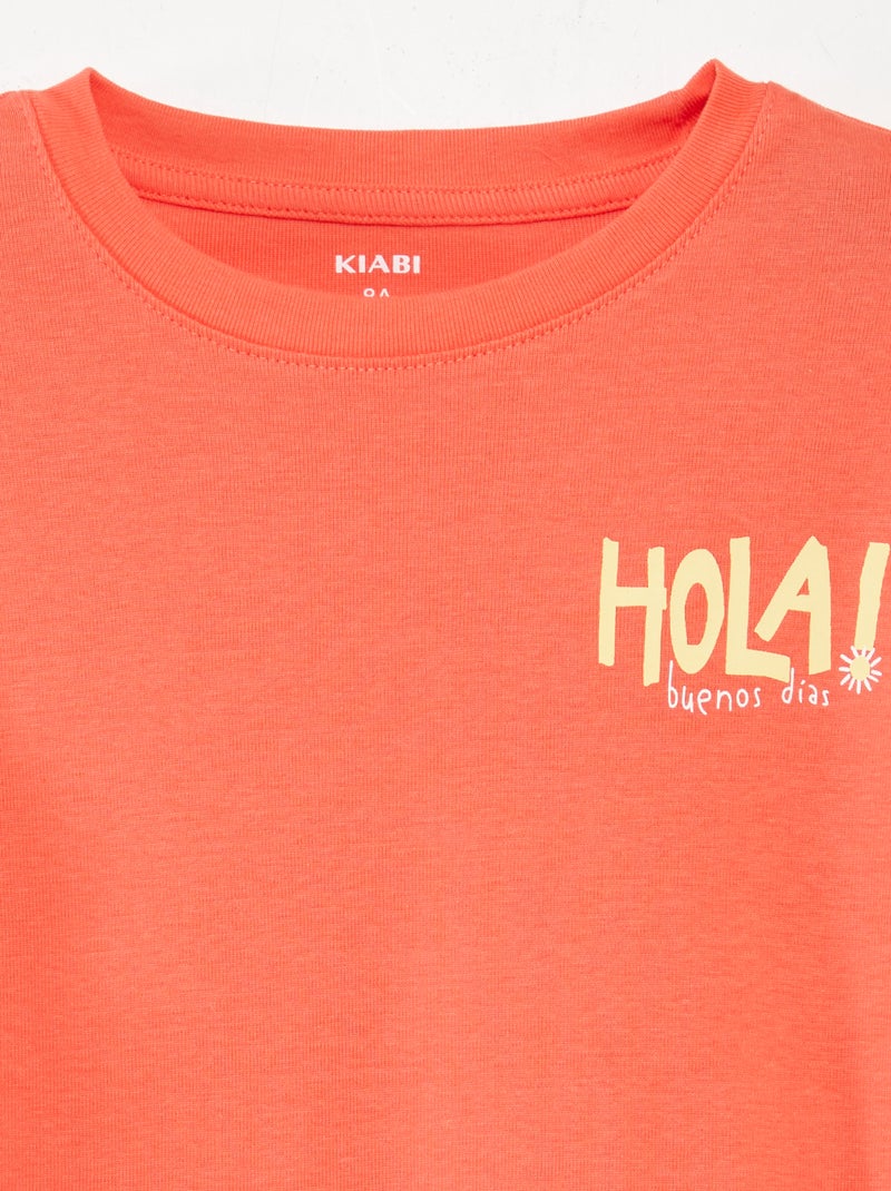 T-shirt imprimé recto/verso manches courtes ORANGE - Kiabi