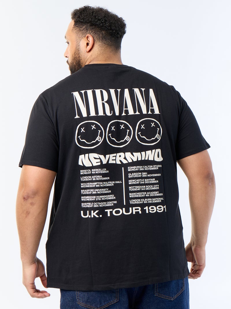 T-shirt imprimé recto/verso 'Nirvana' Noir - Kiabi