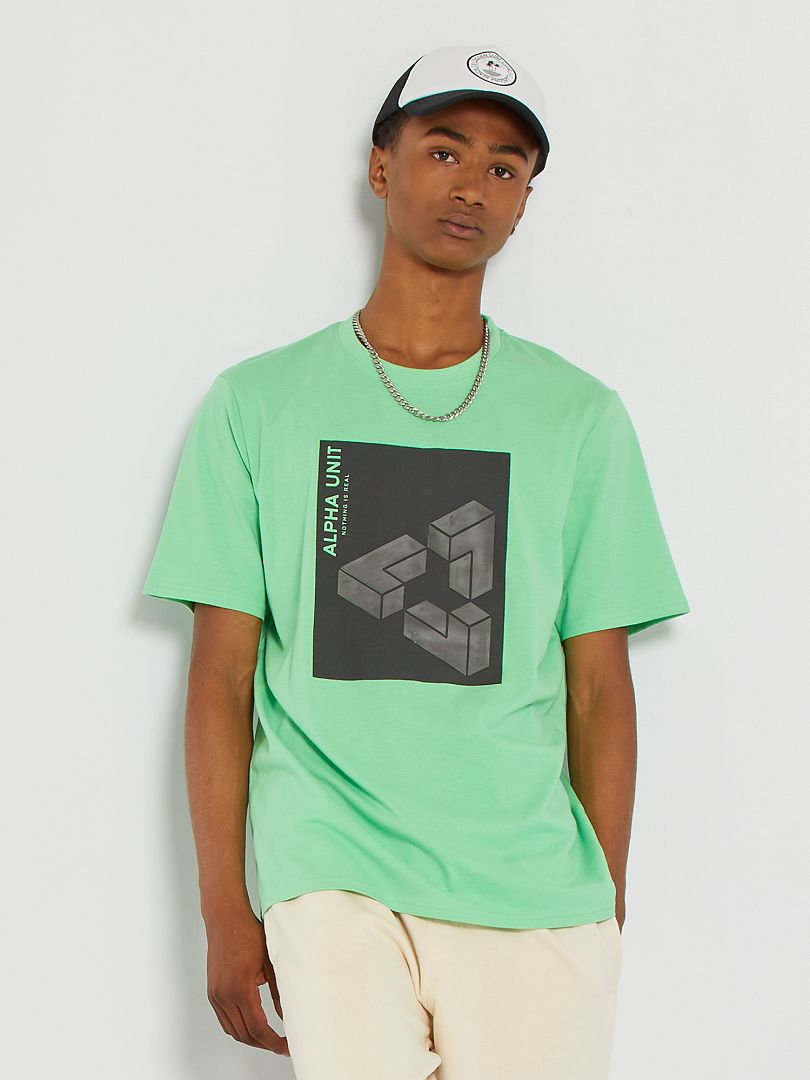 T-shirt imprimé relief vert - Kiabi