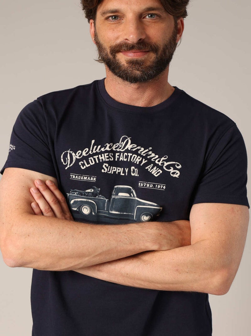 T-shirt imprimé rétro camion, coupe droite et 100% coton. 'Deeluxe' Bleu nuit - Kiabi