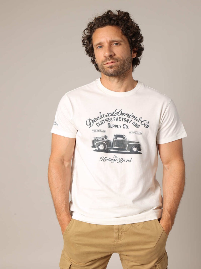 T-shirt imprimé rétro camion, coupe droite et 100% coton. 'Deeluxe' Ecru - Kiabi