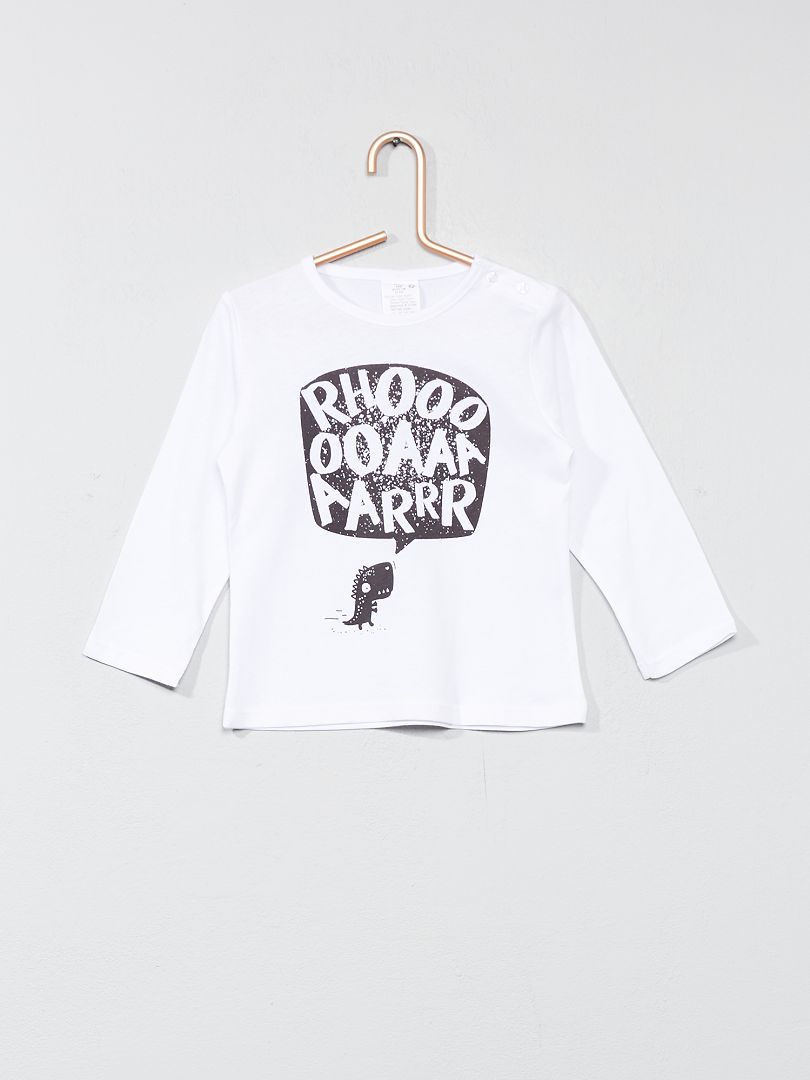 T-shirt imprimé 'Rhoooooaaaaarrr' blanc/noir - Kiabi