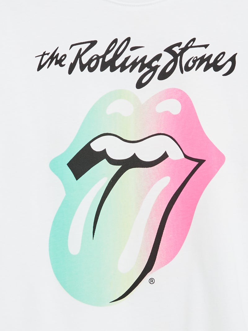 T-shirt imprimé 'Rolling stones' en coton Blanc - Kiabi