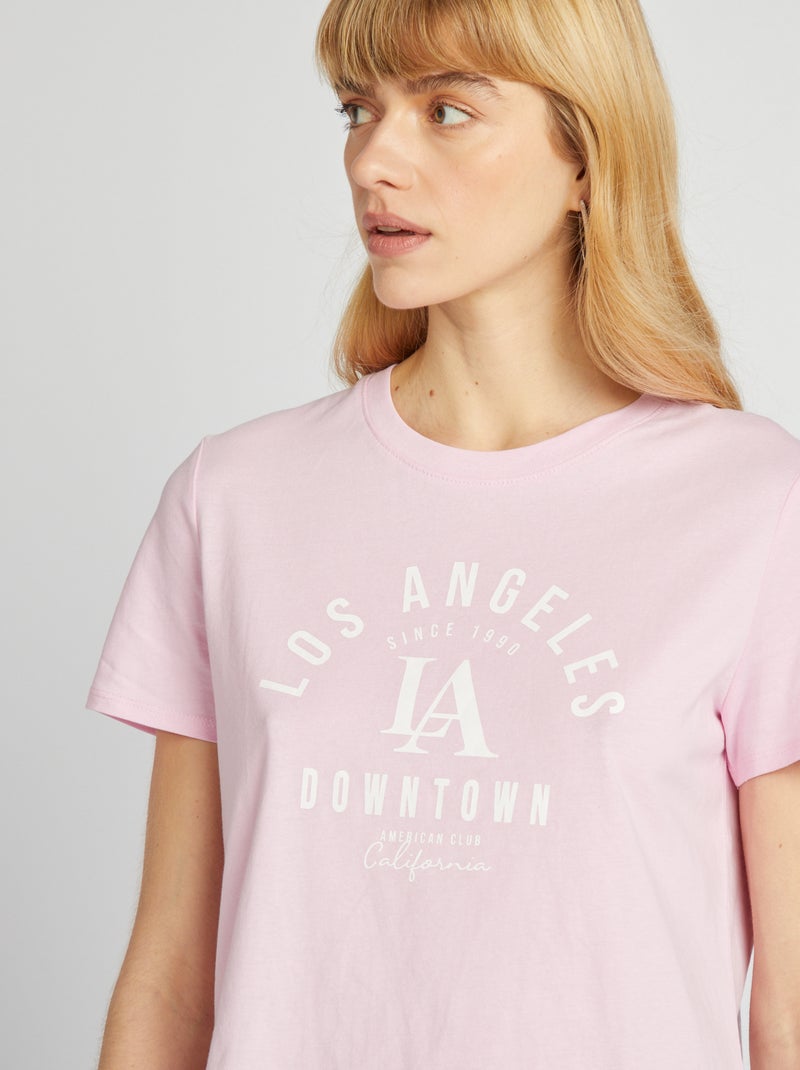 T-shirt imprimé Rose - Kiabi