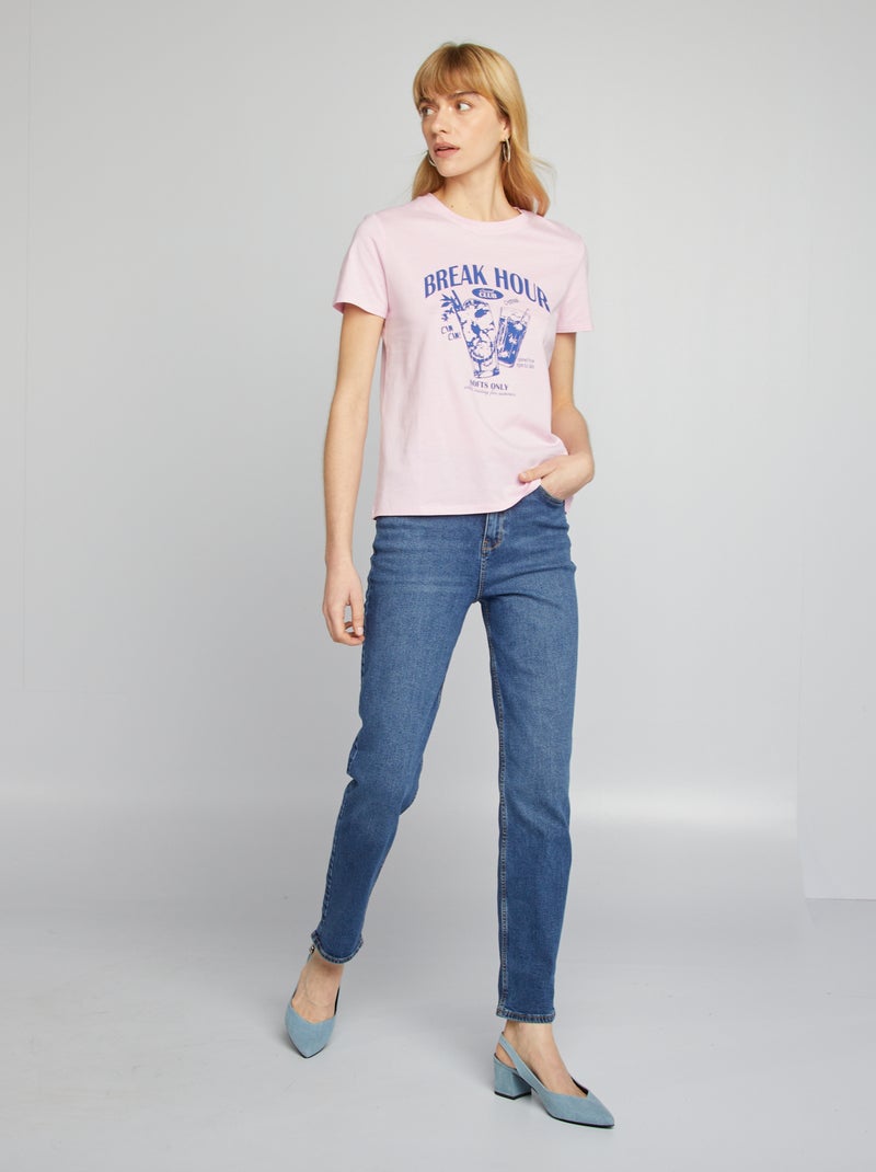 T-shirt imprimé Rose - Kiabi