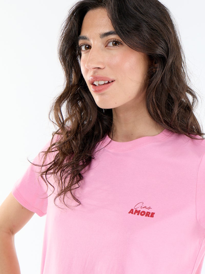 T-shirt imprimé Rose - Kiabi