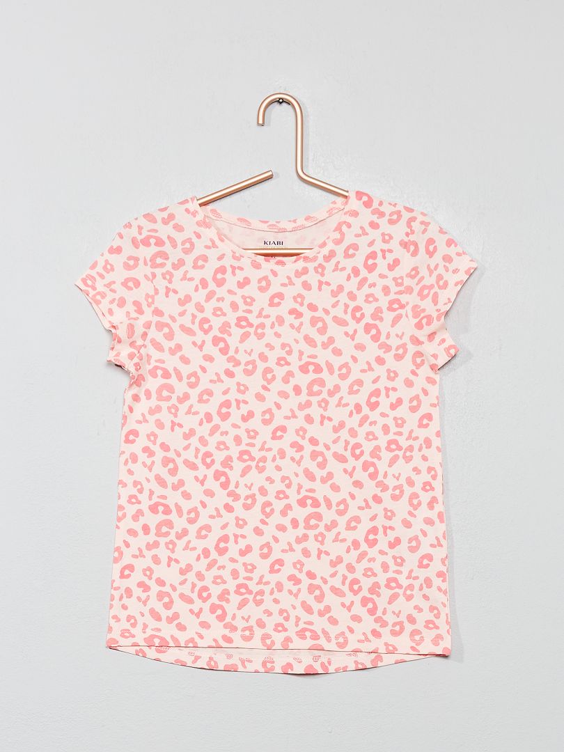 T-shirt imprimé rose léopard - Kiabi