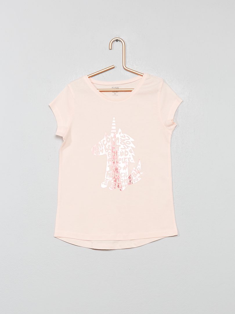 T-shirt imprimé rose licorne - Kiabi