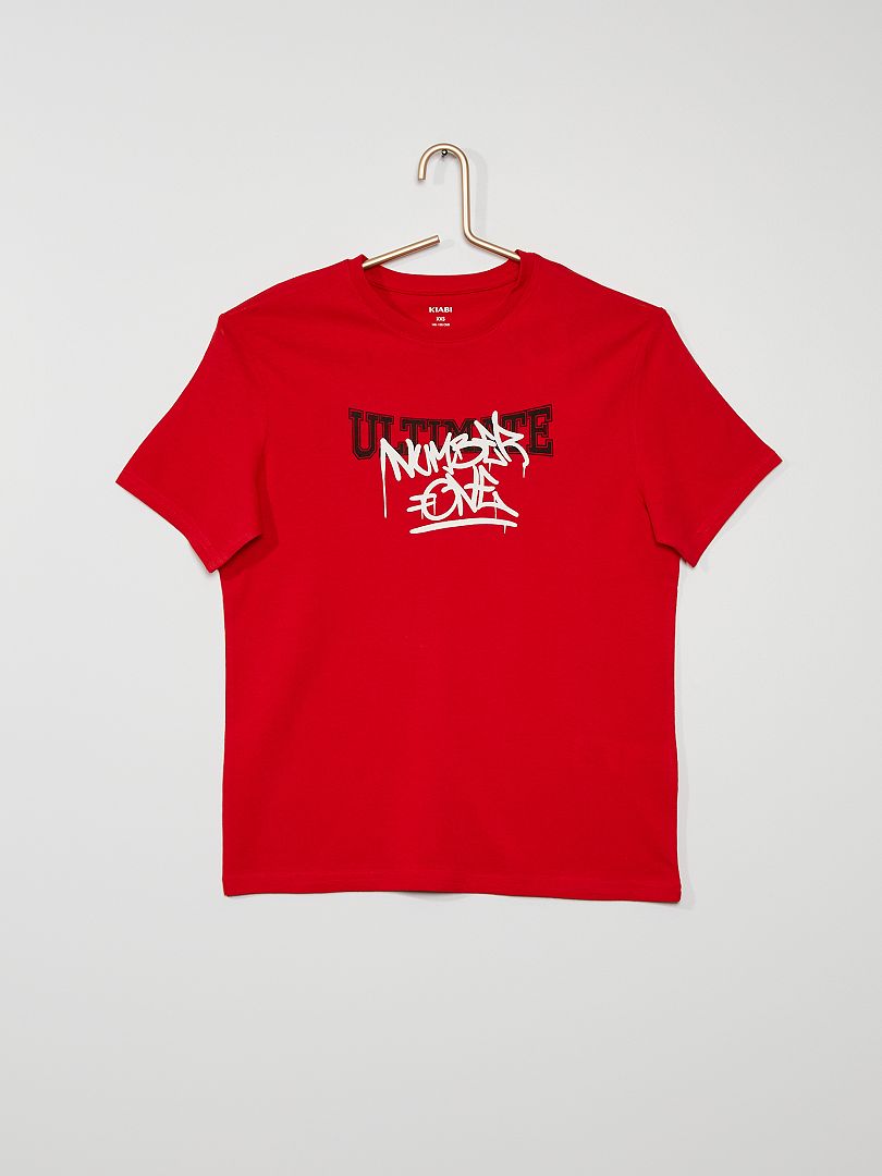 T-shirt imprimé rouge - Kiabi