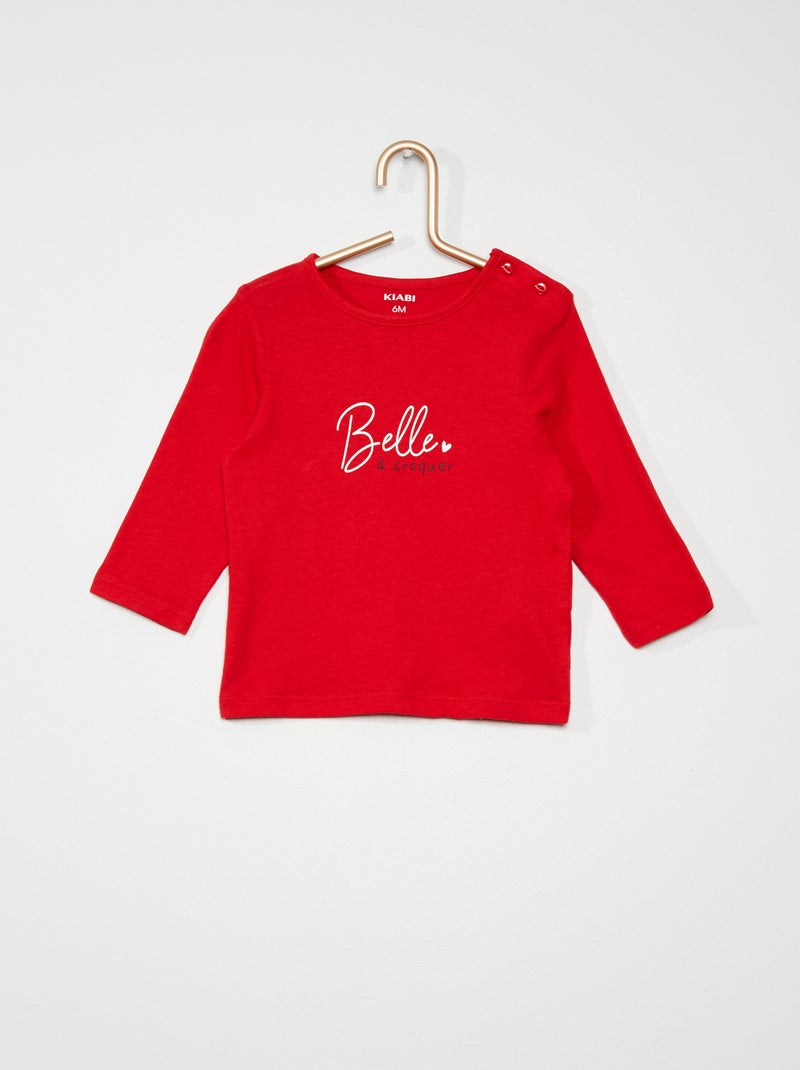 T-shirt imprimé rouge - Kiabi