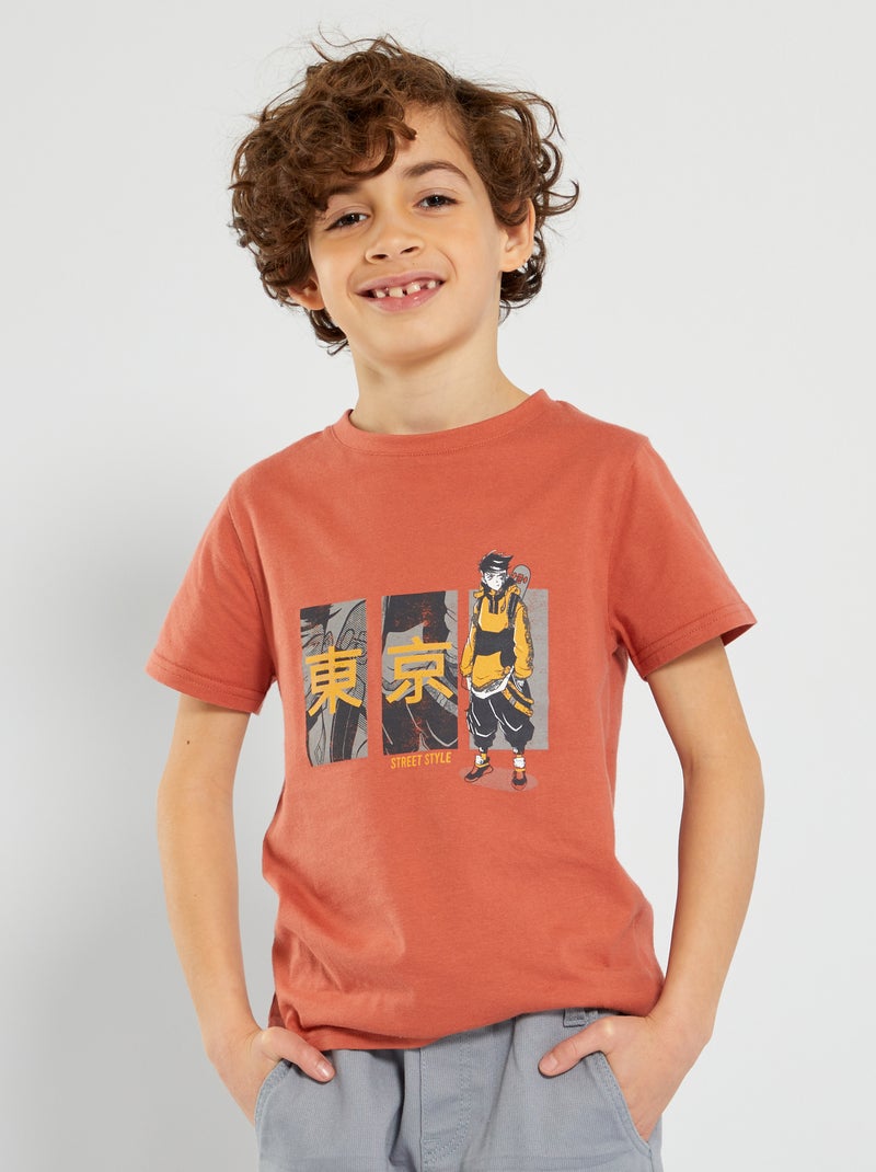 T-shirt imprimé rouge - Kiabi