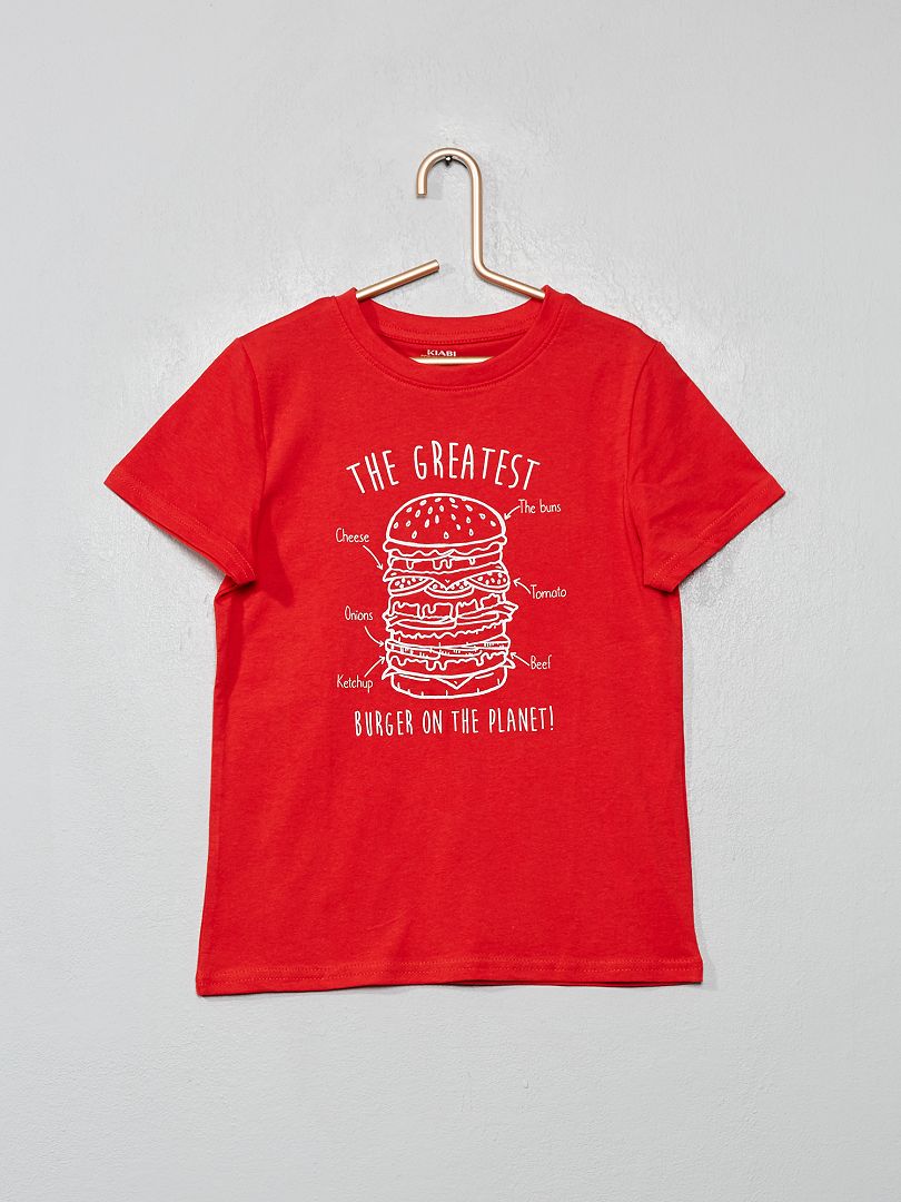 T-shirt imprimé rouge/burger - Kiabi