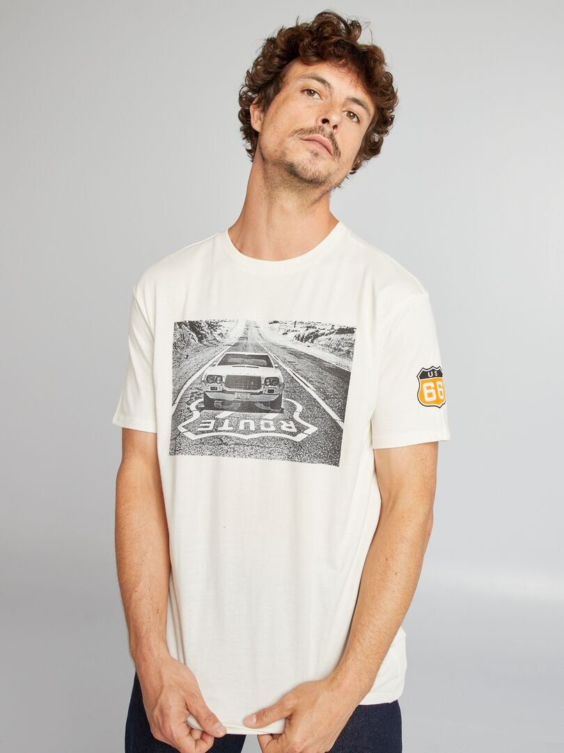 T-shirt imprimé route 66 Blanc - Kiabi