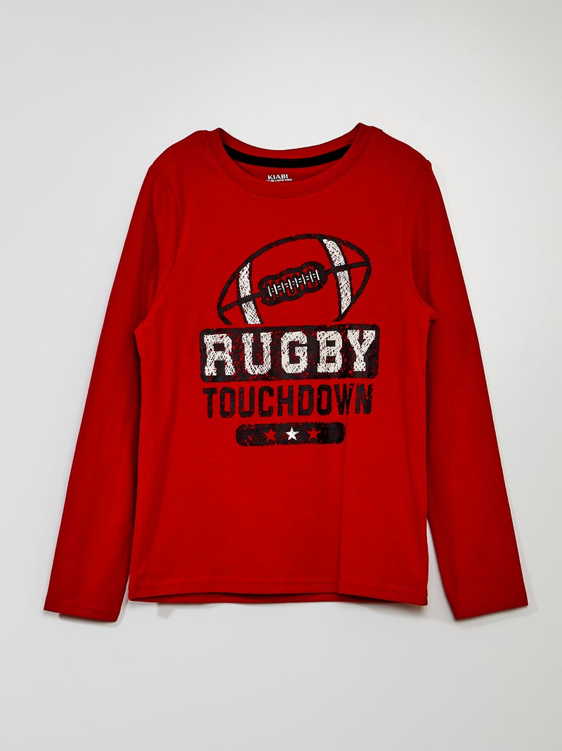 T-shirt imprimé 'Rugby' Rouge - Kiabi