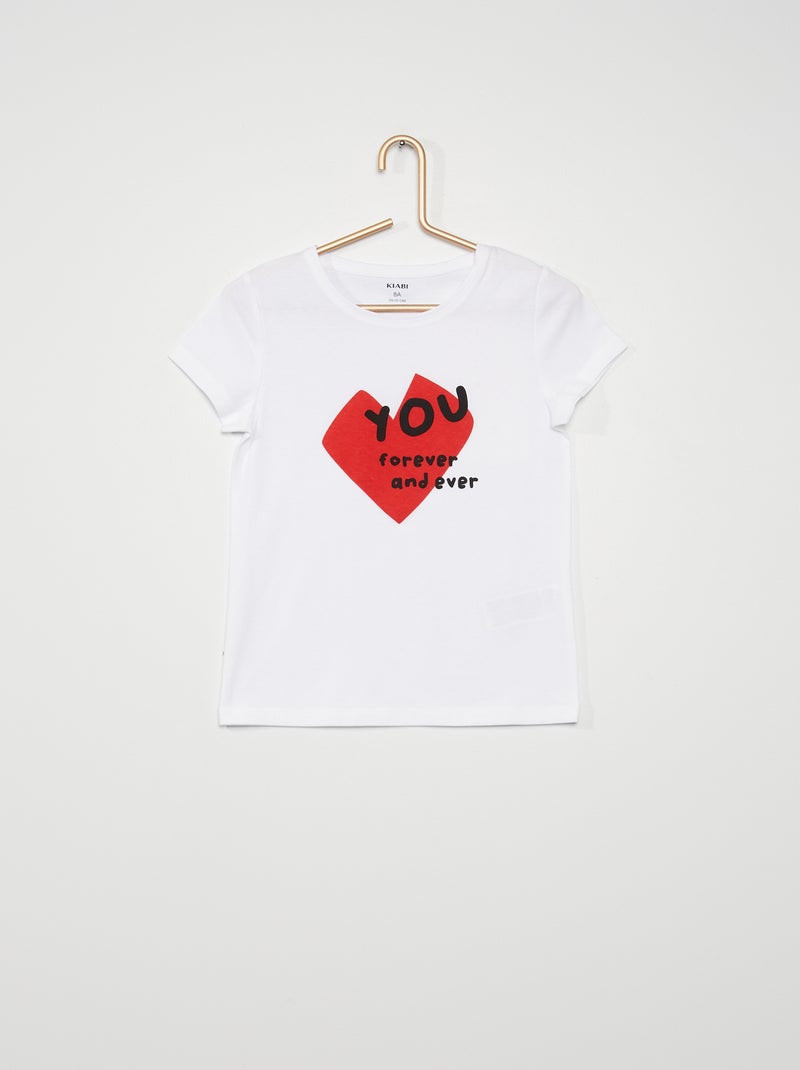 T-shirt imprimé 'Saint Valentin' blanc/rouge - Kiabi