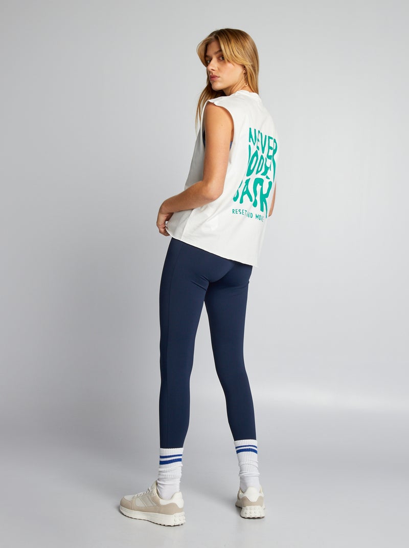 T-shirt imprimé sans manches Blanc - Kiabi