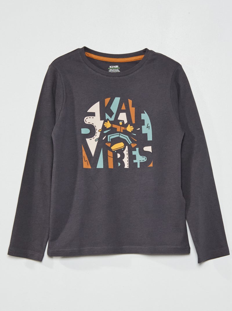 T-shirt imprimé 'skate' Gris foncé - Kiabi