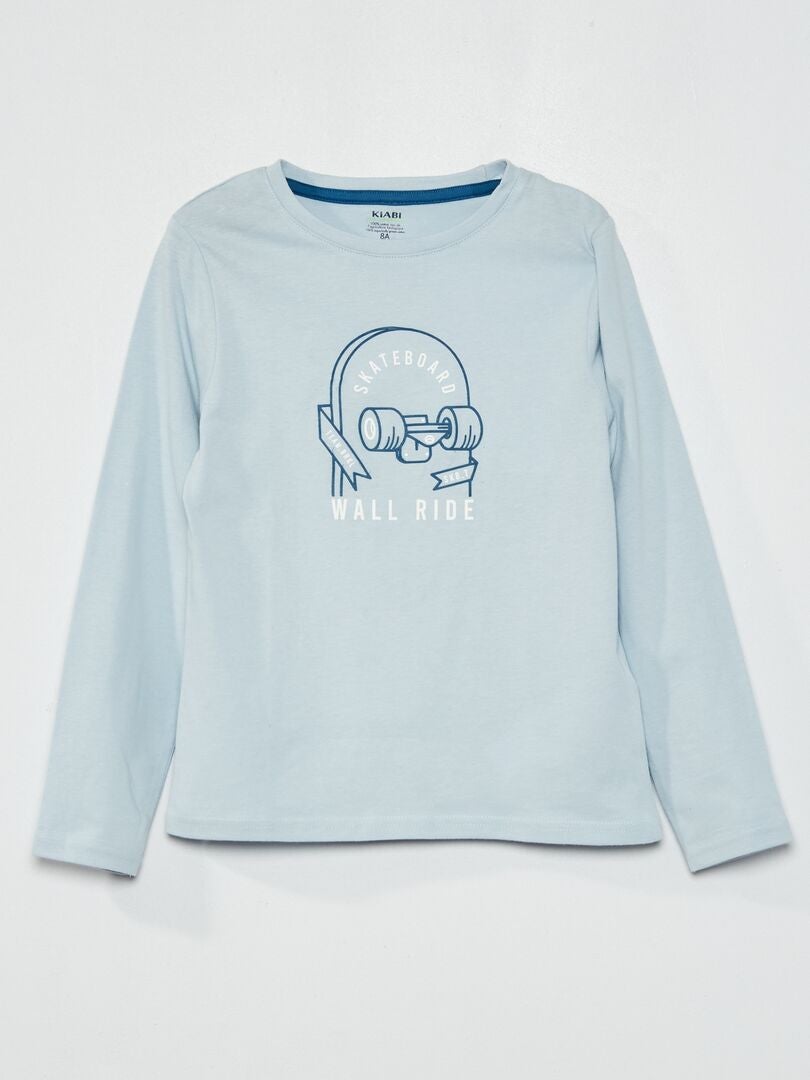 T-shirt imprimé 'Skateboard wall ride' Bleu ciel - Kiabi