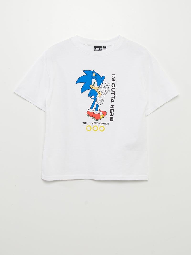 T-shirt imprimé 'Sonic' manches courtes blanc - Kiabi