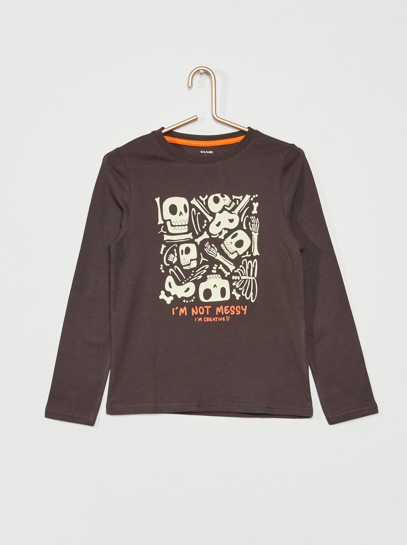 T-shirt imprimé 'Squelettes' Gris - Kiabi