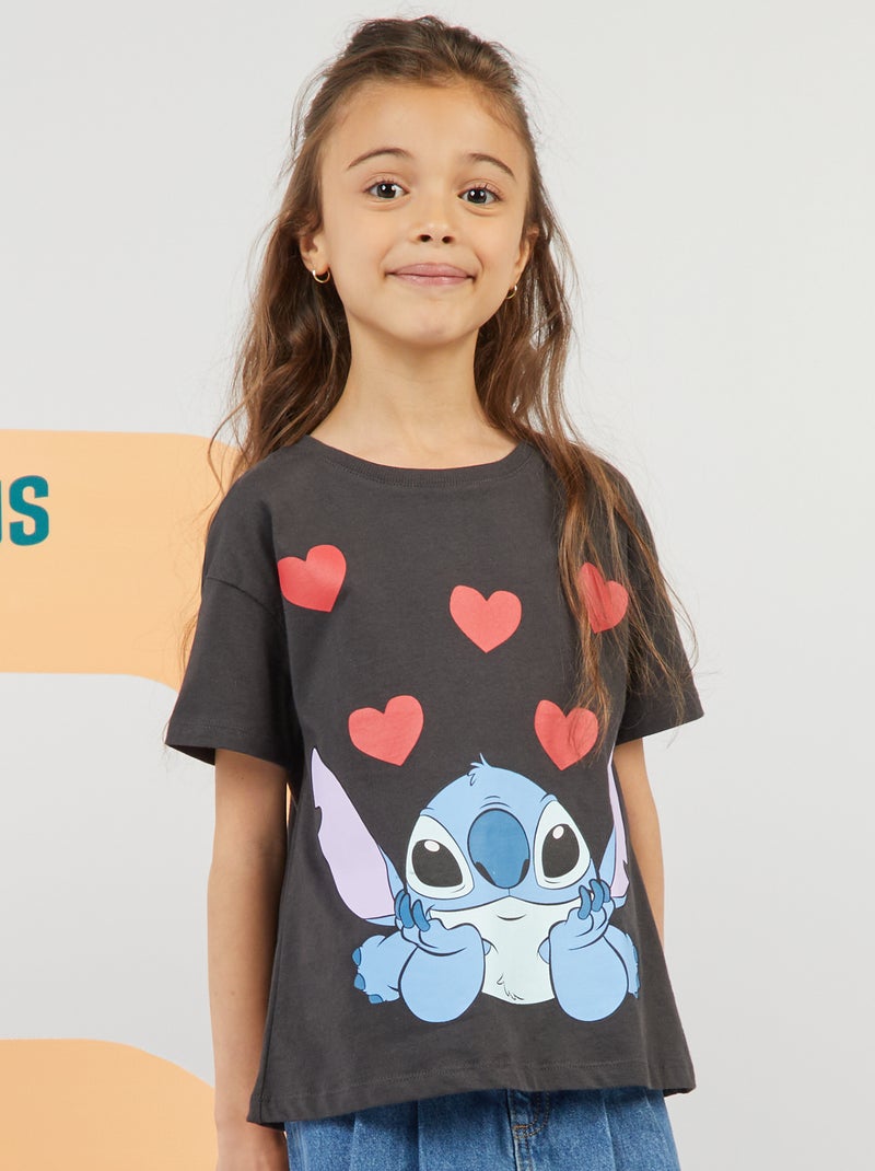 T-shirt imprimé 'Stitch' gris foncé - Kiabi