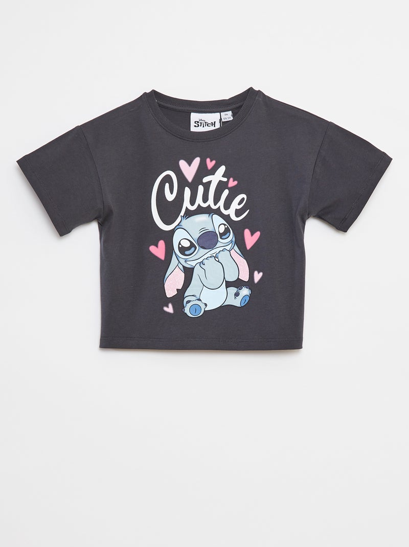 T-shirt imprimé 'Stitch' Noir - Kiabi