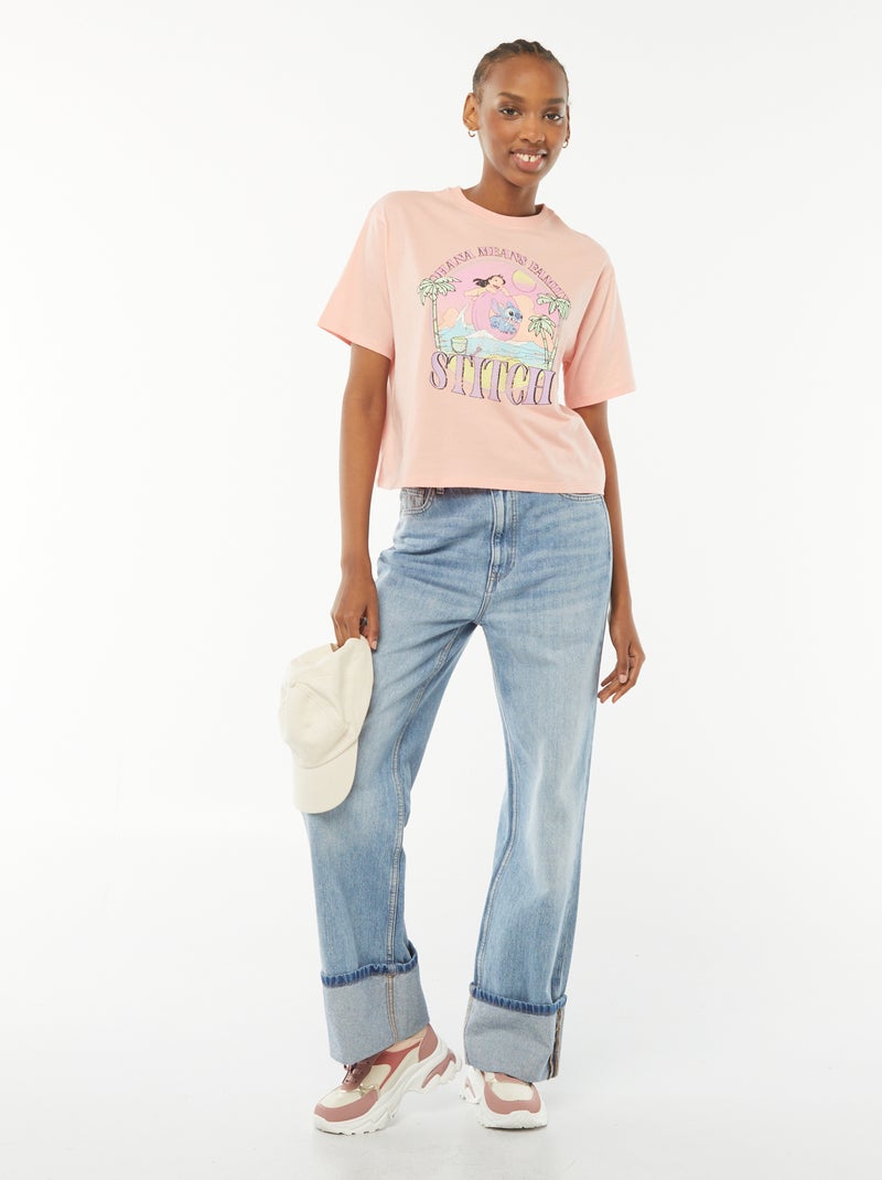 T-shirt imprimé 'Stitch' Orange - Kiabi