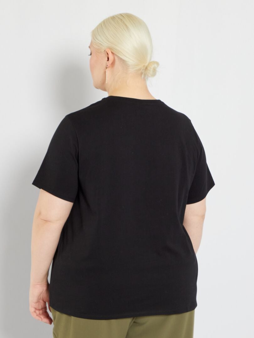 T-shirt imprimé strass 'Marie' Noir - Kiabi