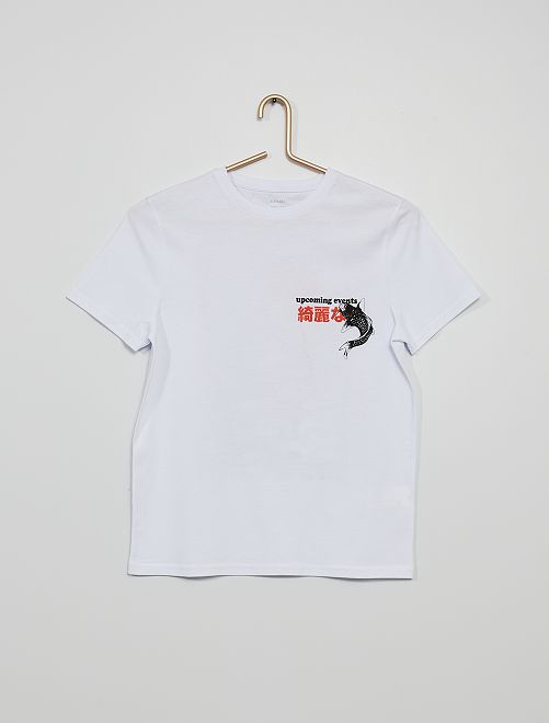 T-shirt imprimé style japonais                             blanc 
