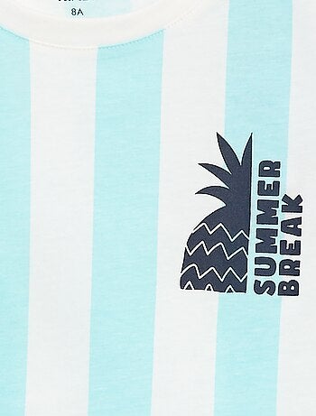 T-shirt imprimé 'summer' manches courtes à rayures